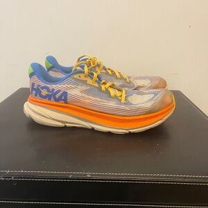 Hoka Orange and Blue Athletic Shoes